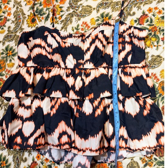 Ulla Johnson Amrita Top Obsidian Ikat Chevron 100% Silk Peplum Cami NWT Size 8 - Picture 5 of 11